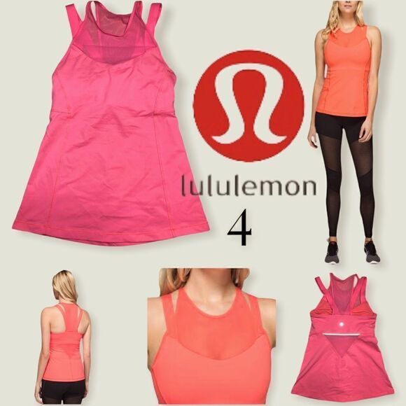 NEW LULULEMON Running In The City Tank 2 Grapefruit sz 4 - Picture 1 of 8